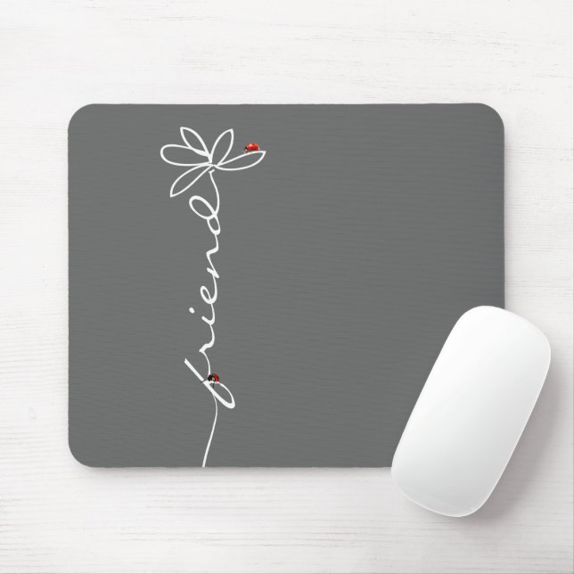 Ladybugs on Doddle Daisy On Grey Mouse Mat (With Mouse)