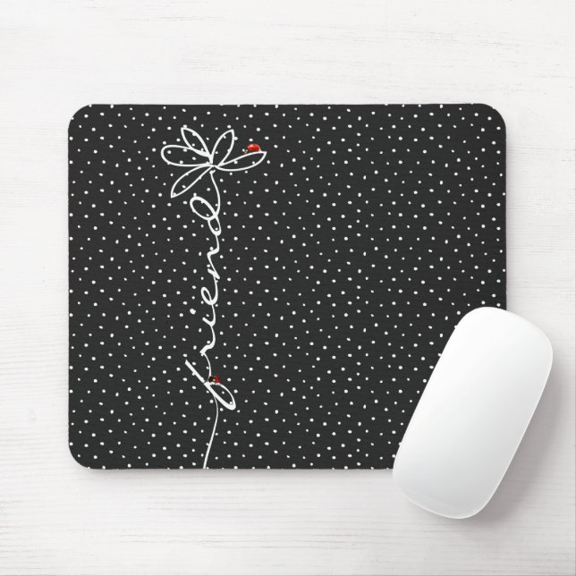 Ladybugs on Doddle Daisy On Polka Dot Mouse Mat (With Mouse)