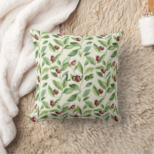 Ladybugs on Green Leaves Garden Cushion