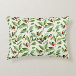 Ladybugs on Green Leaves Garden Decorative Cushion
