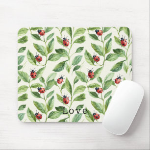 Ladybugs on Green Leaves Garden Mouse Mat