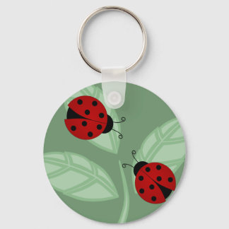 Ladybugs on Leaves Keychain