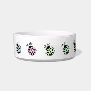 Ladybugs Pastel Multicolor Medium Pet Bowl