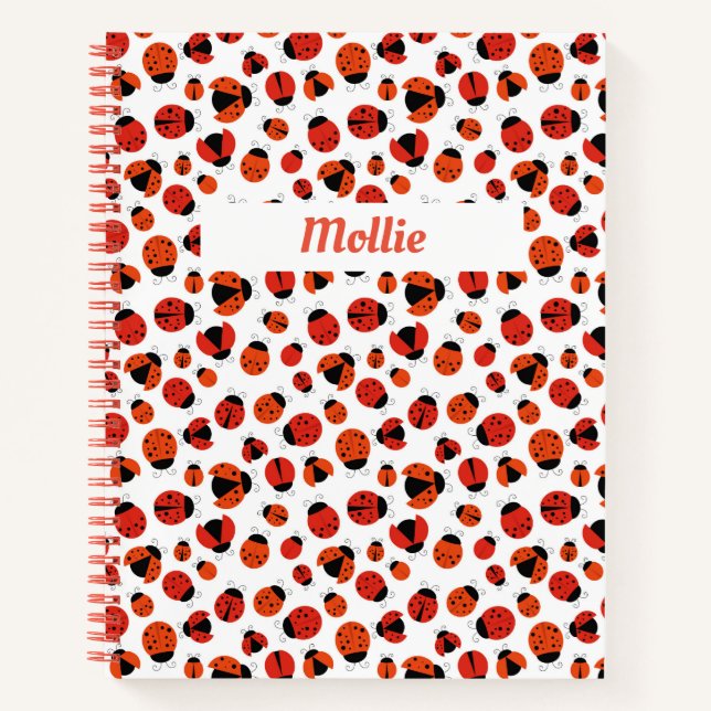 Ladybugs Pattern Customisable Spiral Notebook (Front)