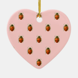 Ladybugs Pattern with customisable Name Jessica Ceramic Tree Decoration