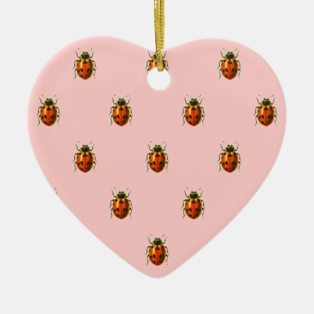 Ladybugs Pattern with customisable Name Jessica Ceramic Tree Decoration (Front)
