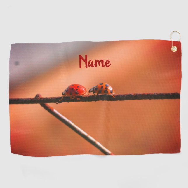 Ladybugs Play Follow The Leader Personalised Golf Towel (Horizontal)