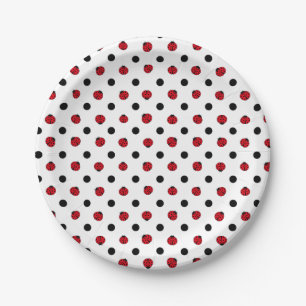 Ladybugs retro polka dots    paper plate