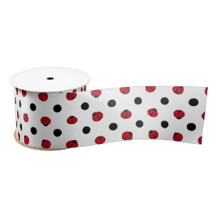 Ladybugs retro polka dots     satin ribbon