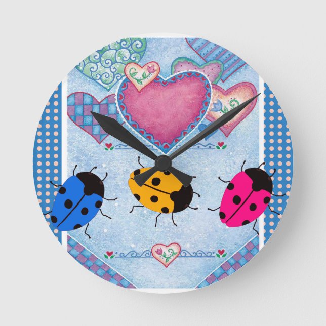 LADYBUGS ROUND CLOCK (Front)