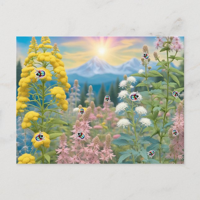 Ladybugs Visiting The Garden Postcard (Front)