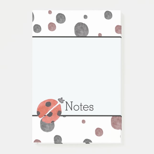 Ladybugs Watercolor Dots Post-it Notes (Front)