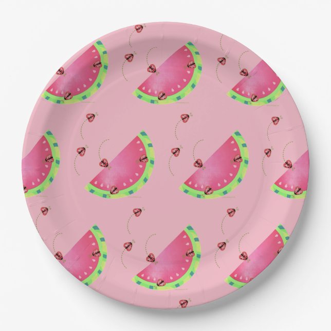 Ladybug's Watermelon paper plate (Front)