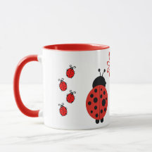 Ladybugs With Flower Mug