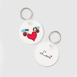 Ladybugs with heart key ring