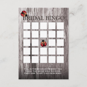 Ladybugs Wood Background Bridal Shower Bingo Cards