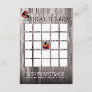 Ladybugs Wood Background Bridal Shower Bingo Cards