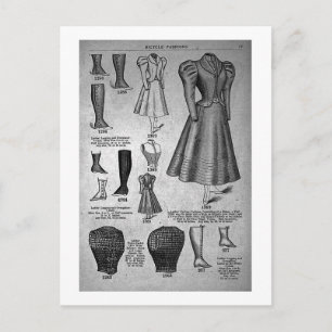 Lady's Bicycle Fashions 1897 - Vintage Postcard