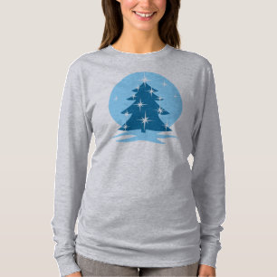 Lady's Blue Christmas Shirts Blue Tree T-Shirts