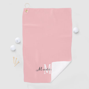 Ladys Blush Pink Script Monogram Name Golf Towel