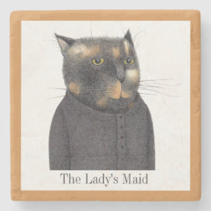 LADY'S MAID CAT Marble Stone Coaster + Text