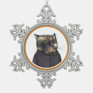 LADY'S MAID CAT Pewter Snowflake Ornament