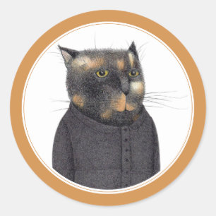 LADY'S MAID CAT Small Round Stickers