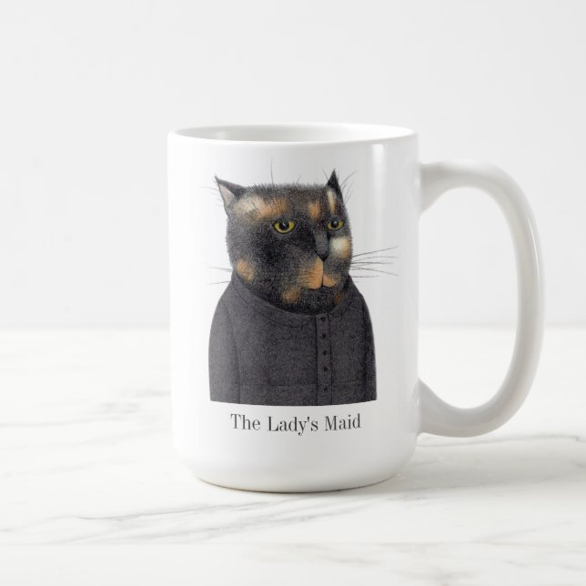 LADY'S MAID CAT Tall White Mug + Text (Right)