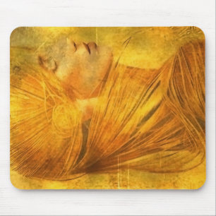 Lady's portrait in tints of gold mouse mat
