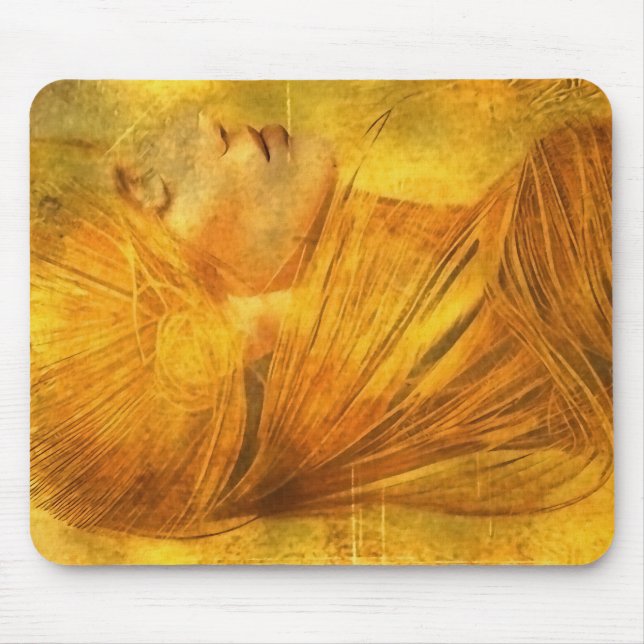 Lady's portrait in tints of gold mouse mat (Front)