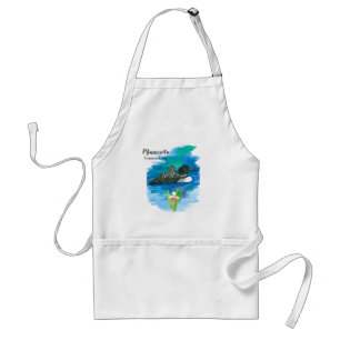 Lady's Slipper Wildflower Loon Birds Waterfowl Standard Apron
