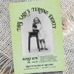 Lady's Turning Eighty 80th Birthday Open House Invitation<br><div class="desc">This pretty green photo 80th birthday party invitation is the perfect way to invite guests to an open house party for your family member! Choose your favourite photo of the honoree, a childhood photo is particularly cute, and welcome relatives, friends, and neighbours to drop in and say Happy 80th Birthday!...</div>