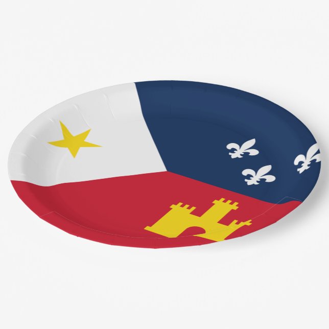 Lafayette city flag paper plate (Angled)