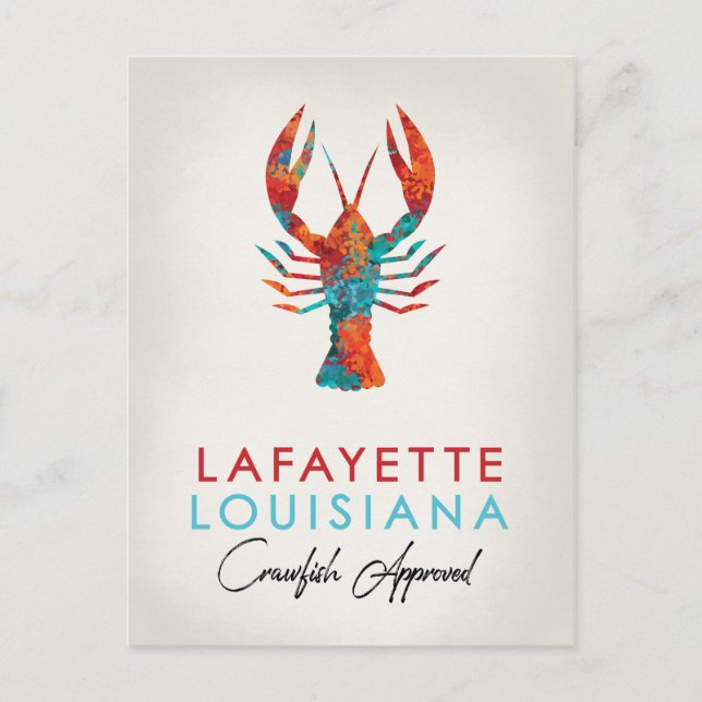Lafayette Louisiana Crawfish Bright Postcard (Front)