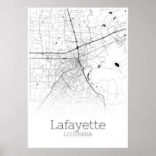 Lafayette Map - Louisiana - City Map Poster