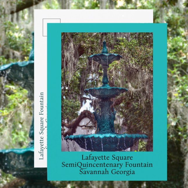 Lafayette Square Fountain Savannah GA Photographic Postcard (Creator Uploaded)