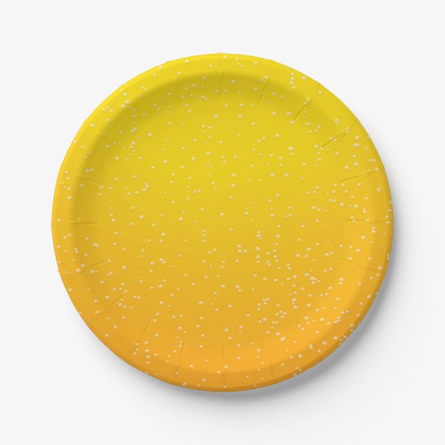 Lager Beer with Tiny Bubbles Paper Plate (Front)