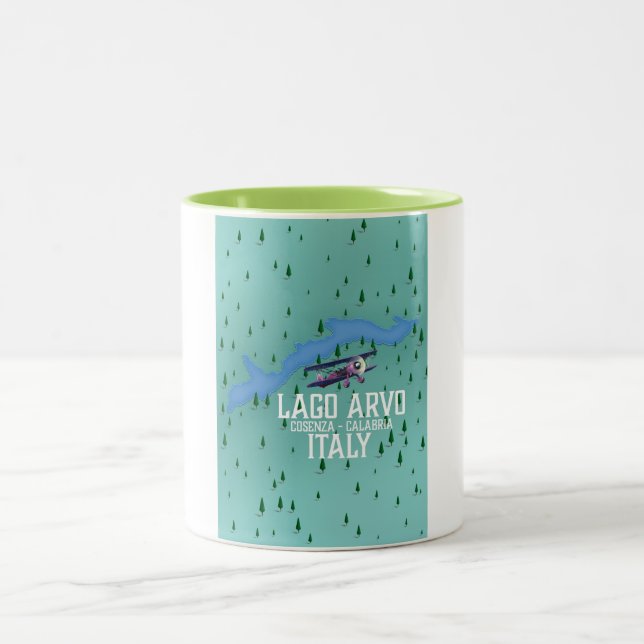 lago arvo Italy travel map Two-Tone Coffee Mug (Center)
