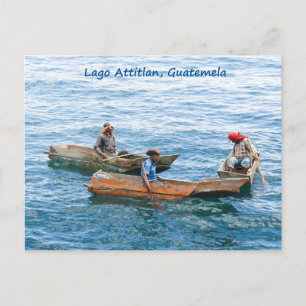 Lago Atitlan fishermen on the lake postcard