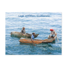 Lago Atitlan fishermen on the lake postcard
