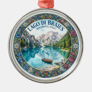 Lago di Braies, Dolomites Italy Gift Metal Tree Decoration