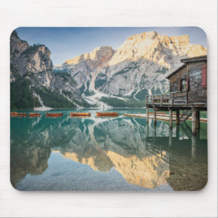 Lago di Braies in the Dolomites in Italy Mouse Mat