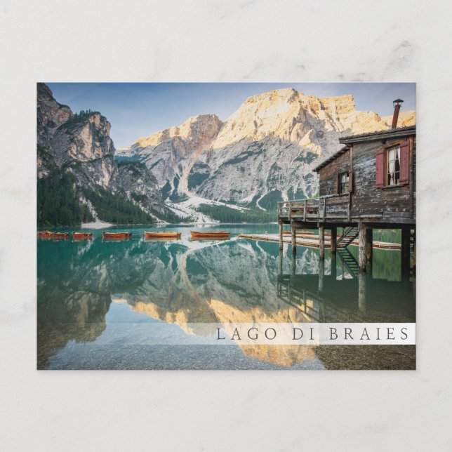 Lago di Braies in the Dolomites in italy Postcard (Front)