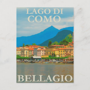 Lago Di Como, Bellagio, Italy Vintage Travel Postcard