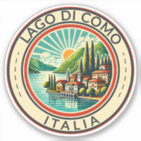 Lago di Como Italia Illustration Travel Art Badge