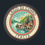 Lago di Como Italia Illustration Travel Art Badge Magnet<br><div class="desc">Lake Como vector art design. Lake Como,  in Northern Italy’s Lombardy region,  is an upscale resort area known for its dramatic scenery,  set against the foothills of the Alps.</div>