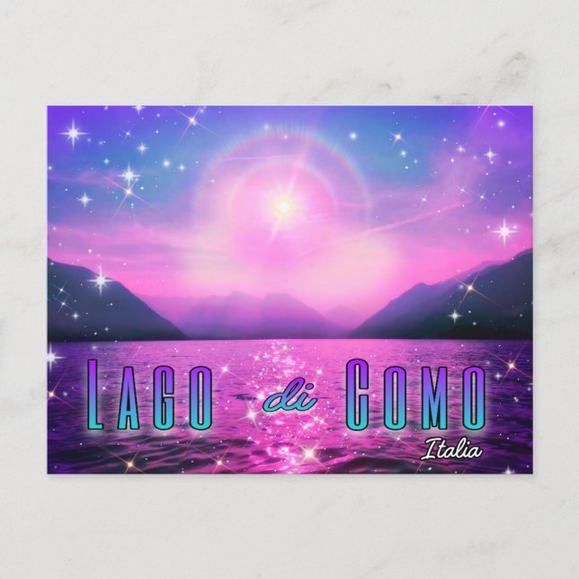 Lago di Como Italia Lake Como Italy Pink Postcard  (Front)