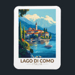 Lago di Como Italia Lombardia Travel Art Vintage Magnet<br><div class="desc">Lake Como vector art design. Lake Como,  in Northern Italy’s Lombardy region,  is an upscale resort area known for its dramatic scenery,  set against the foothills of the Alps.</div>