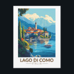 Lago di Como Italia Lombardia Travel Art Vintage Postcard<br><div class="desc">Lake Como vector art design. Lake Como,  in Northern Italy’s Lombardy region,  is an upscale resort area known for its dramatic scenery,  set against the foothills of the Alps.</div>