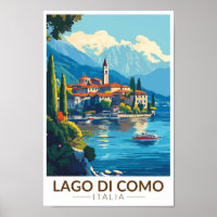 Lago di Como Italia Lombardia Travel Art Vintage
